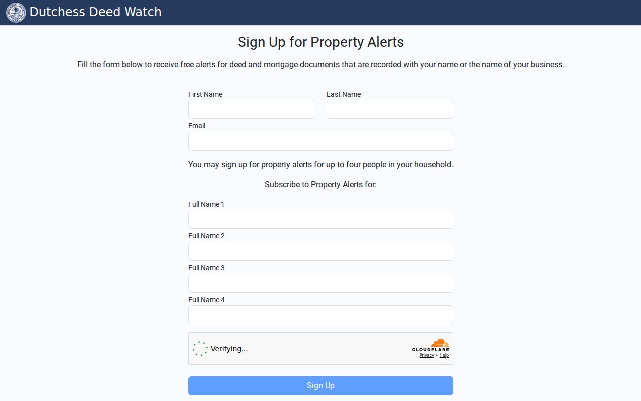 Town of Poughkeepsie residents directory Dutchess Deed Watch alert form