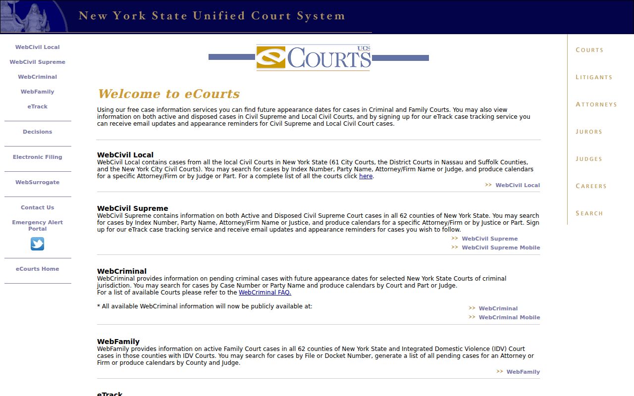 Town of Poughkeepsie residents directory New York eCourts search interface